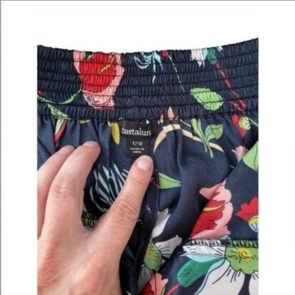 Castaluna Floral Silk Like Wide Leg Pants - Picture 7 of 10